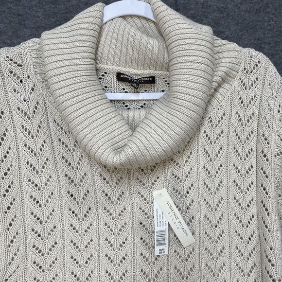 ADRIENNE VITTADINI STUDIO Cowl Neck Sweater XLarge Ivory NWT Wool Blend Y121021 - Picture 3 of 5